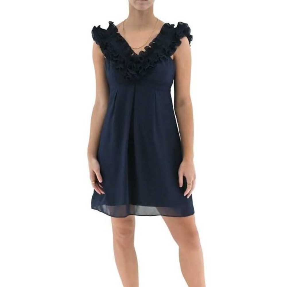 Lilly Pulitzer - Navy* V-Neck Ruffle short dress